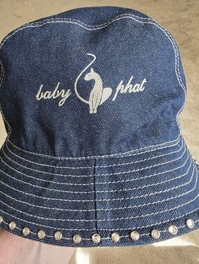 Baby Phat Denim Bucket Hat Metallic Rhinestone Vintage 90's